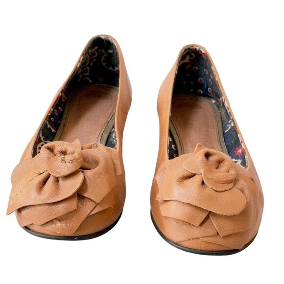 RAS Euforia Womens Tan Vintage Leather Ballet Flats Leather Rosette Size 39 US 9 - Picture 13 of 13